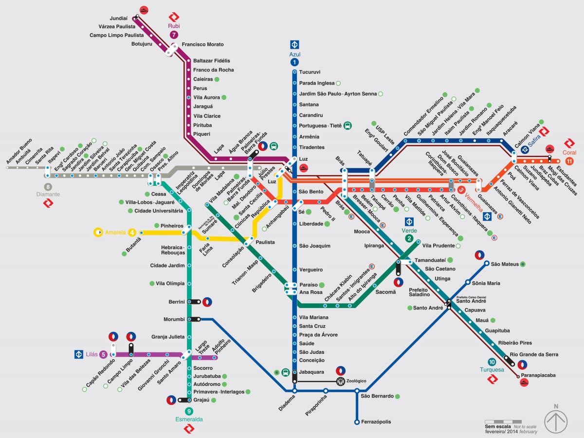 Kaart van São Paulo vervoer