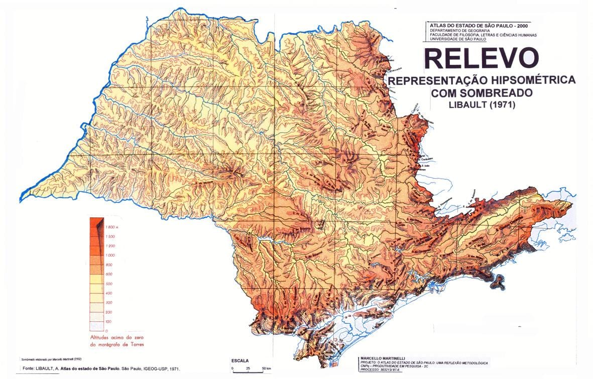Kaart van die topografiese São Paulo