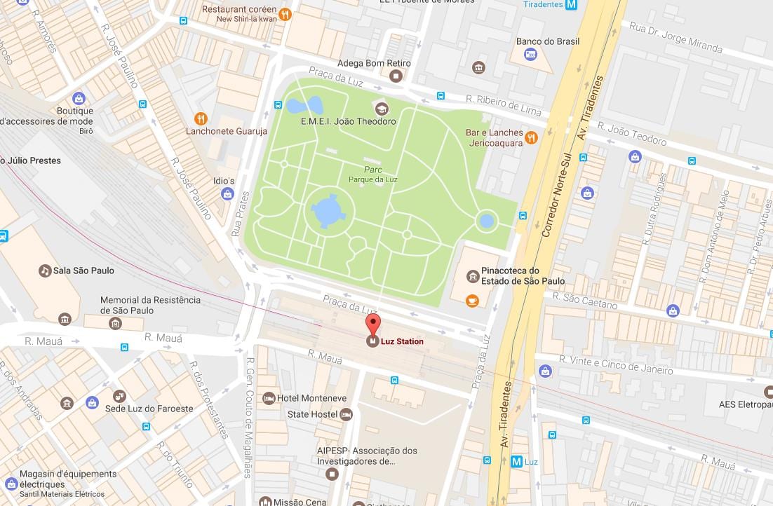 Kaart van die stasie van la Luz São Paulo