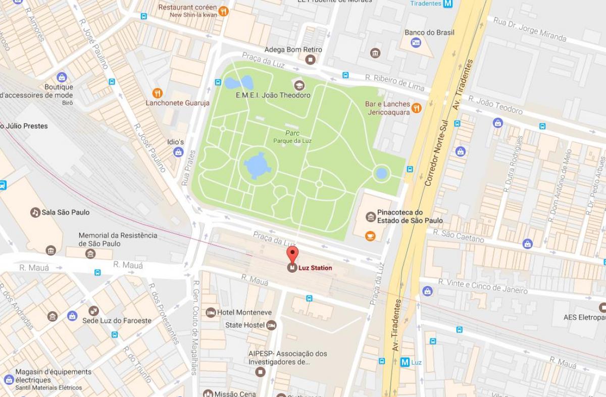 Kaart van die stasie van la Luz São Paulo