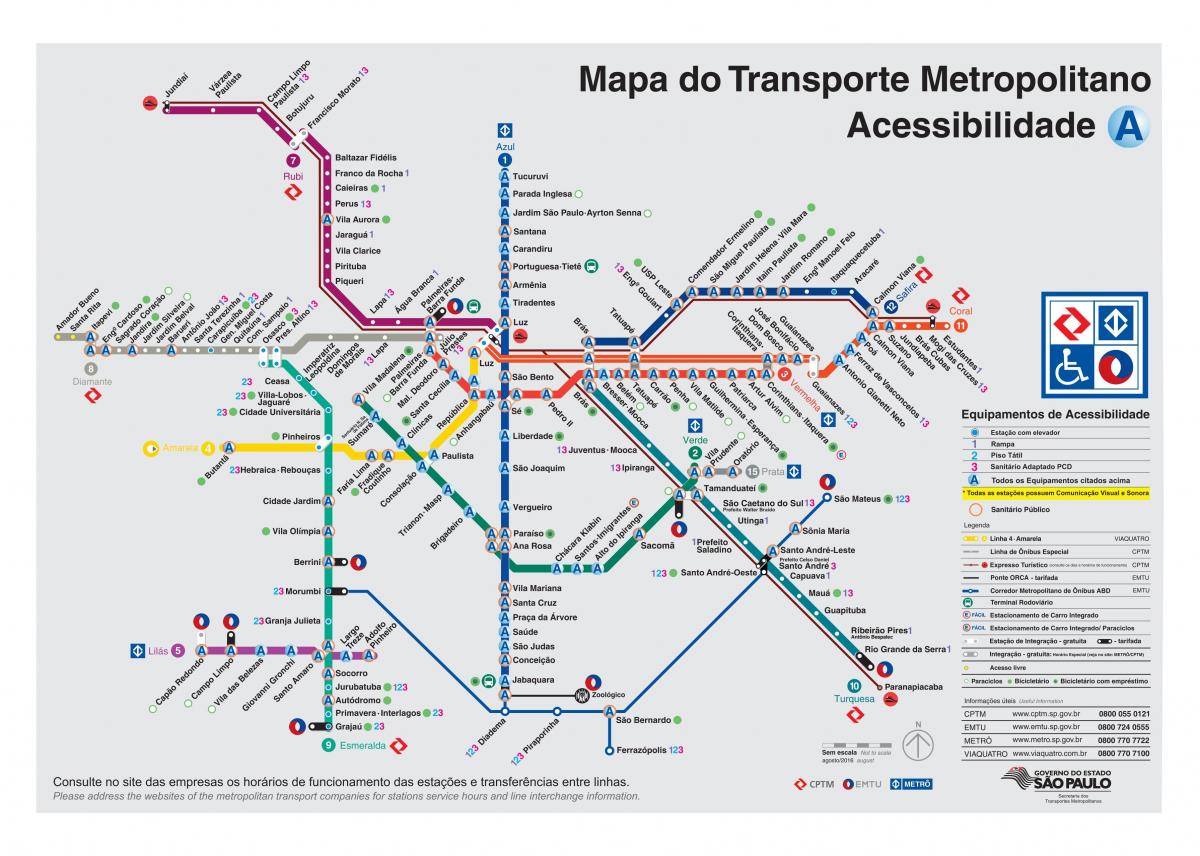 Kaart van vervoer Sao Paulo - gestremde Toegang