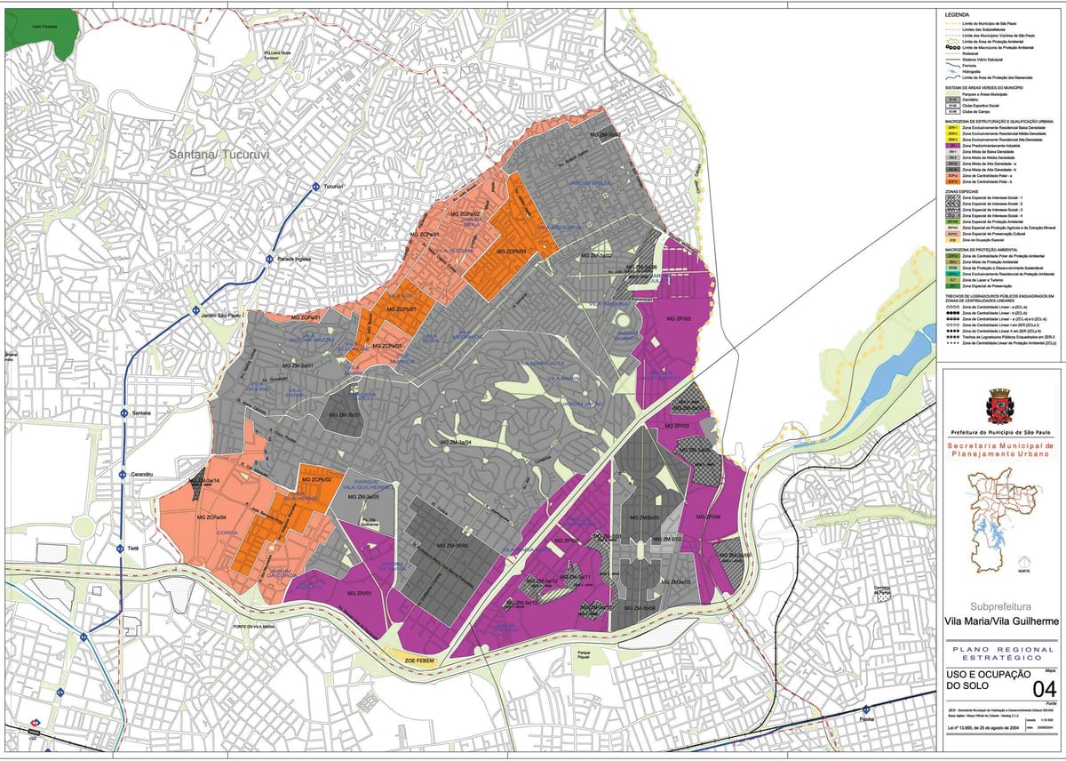 Kaart van Vila Maria São Paulo - Besetting van die grond