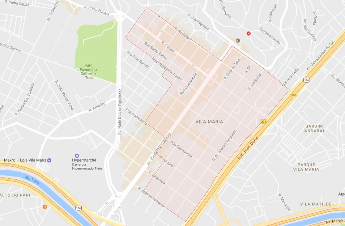 Kaart van Vila Maria São Paulo