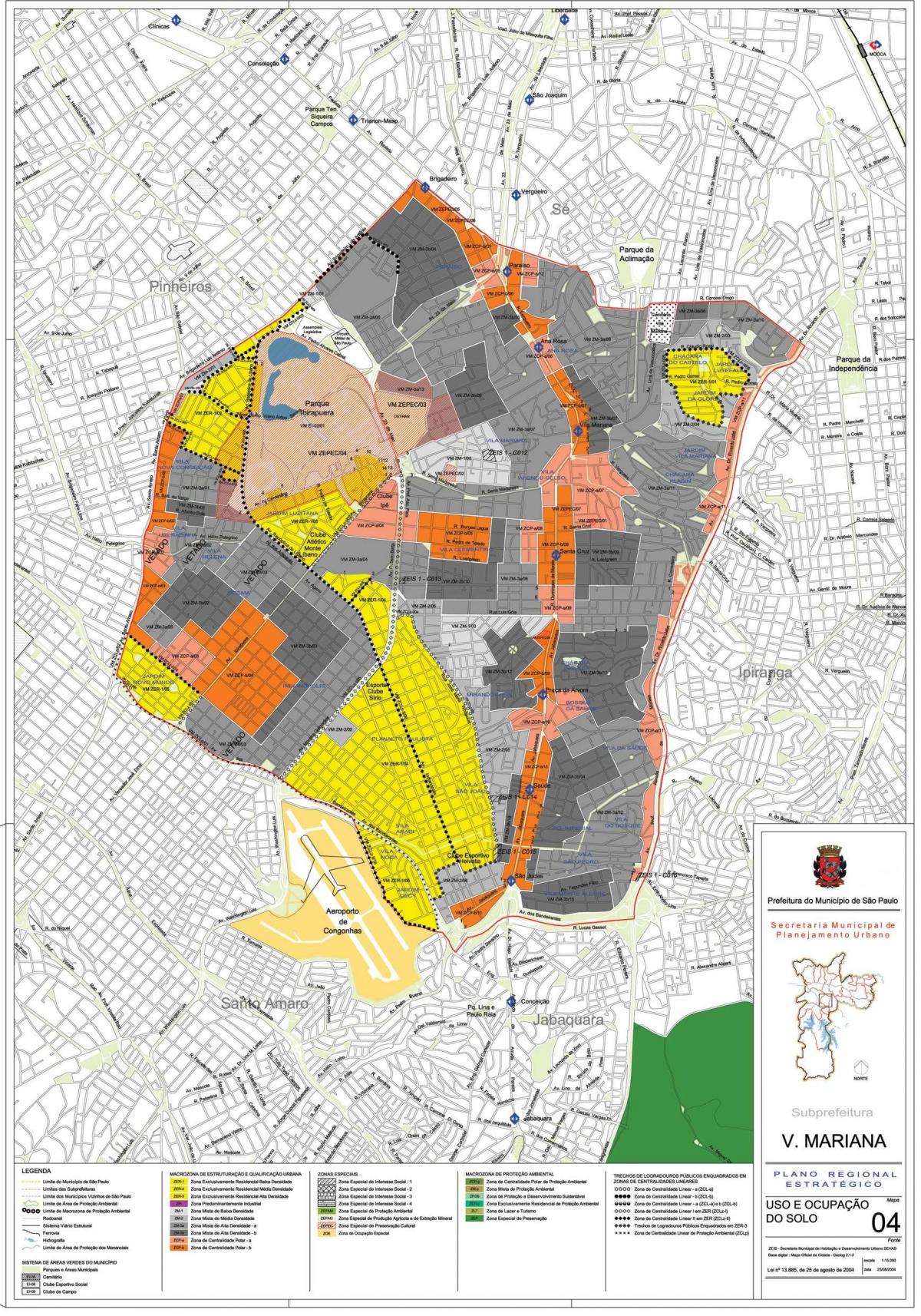 Kaart van Vila Mariana São Paulo - Besetting van die grond