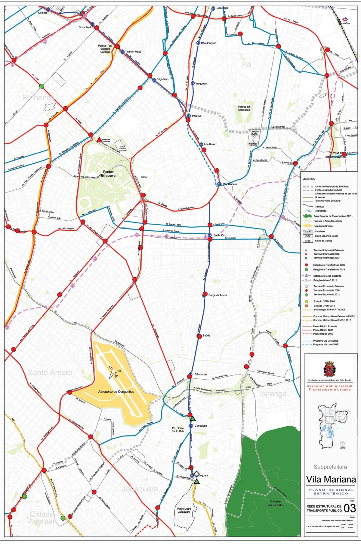Kaart van Vila Mariana São Paulo - Openbare vervoer