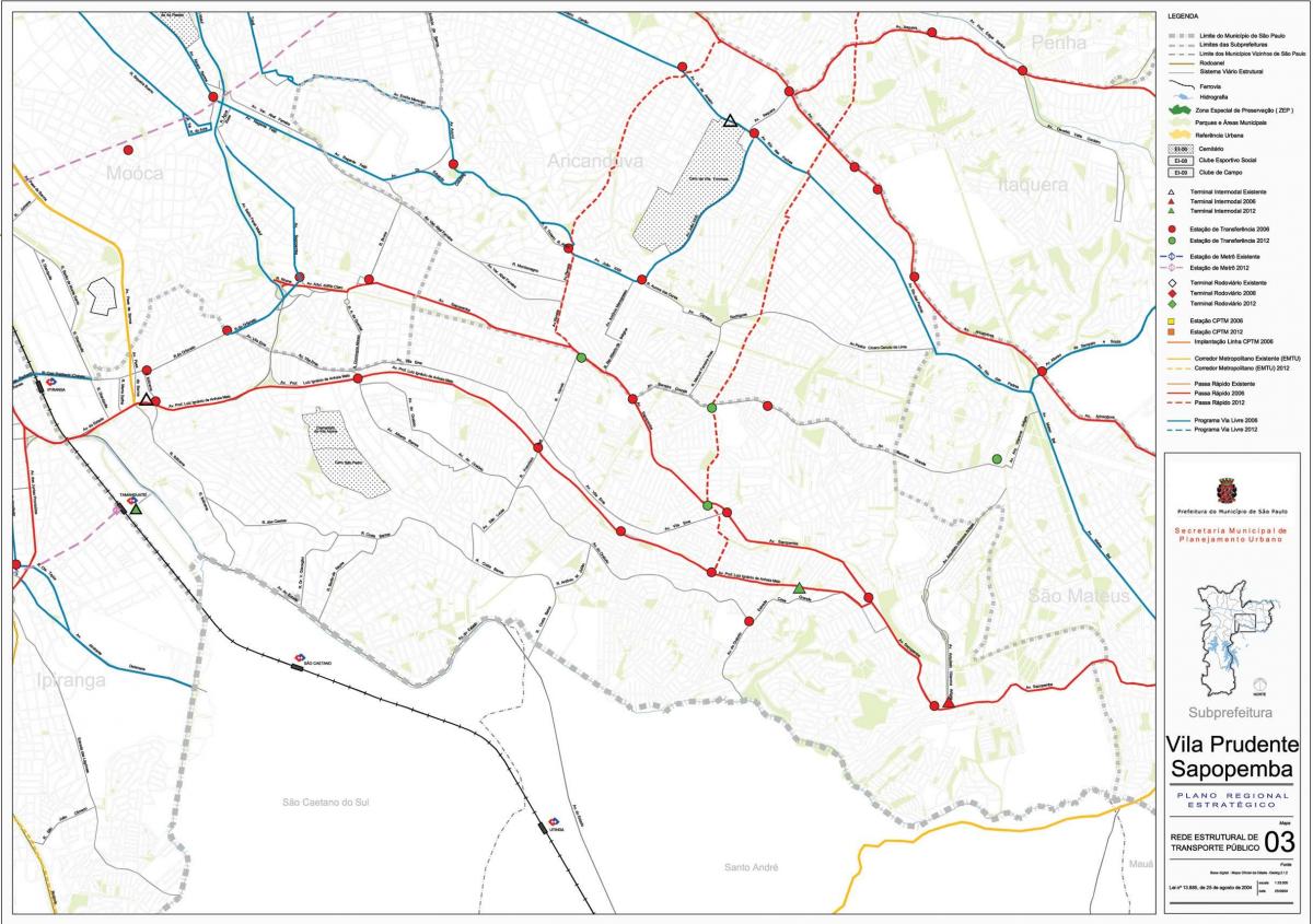 Kaart van Vila Prudente São Paulo - Openbare vervoer