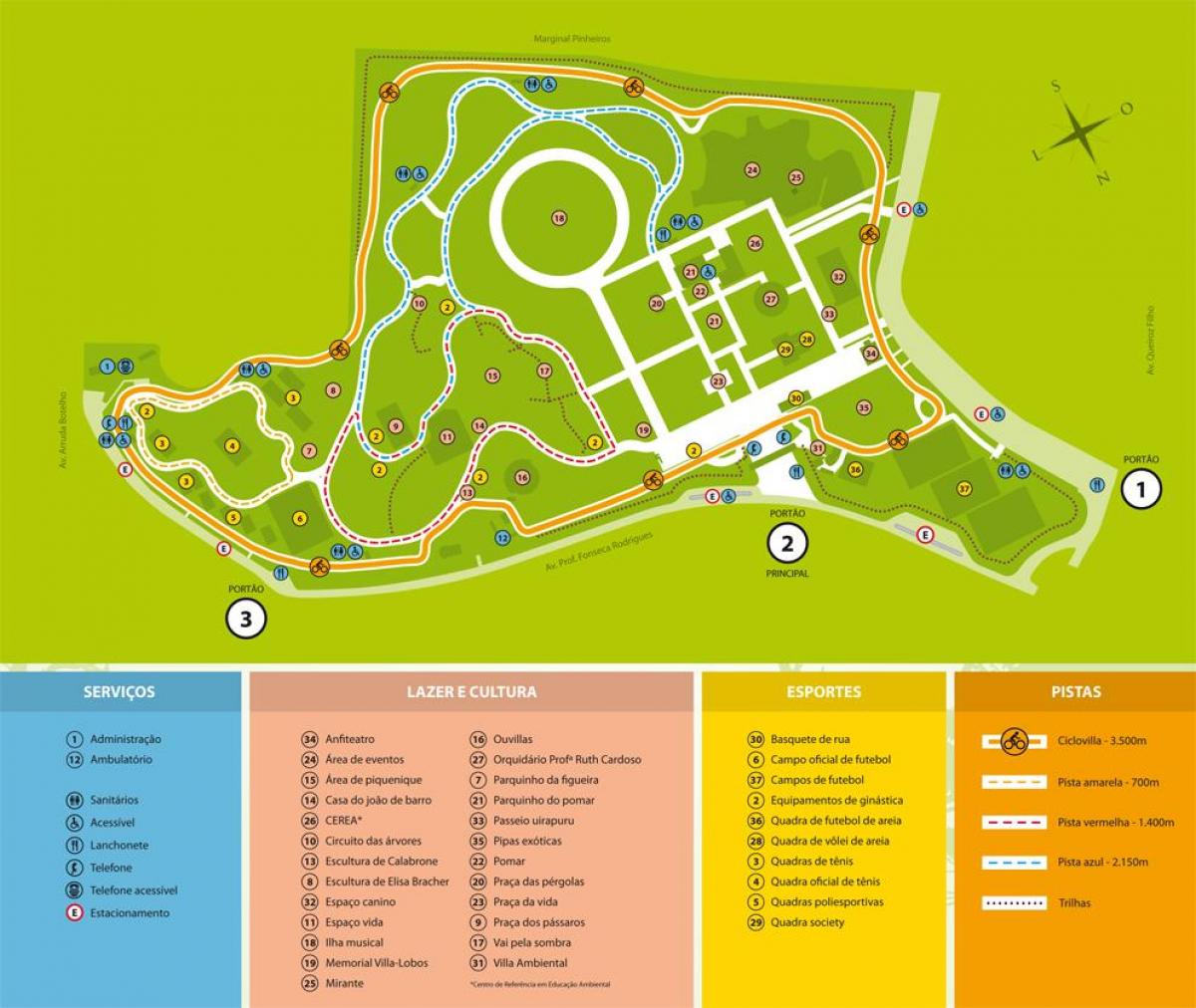 Kaart van Villa-Lobos park