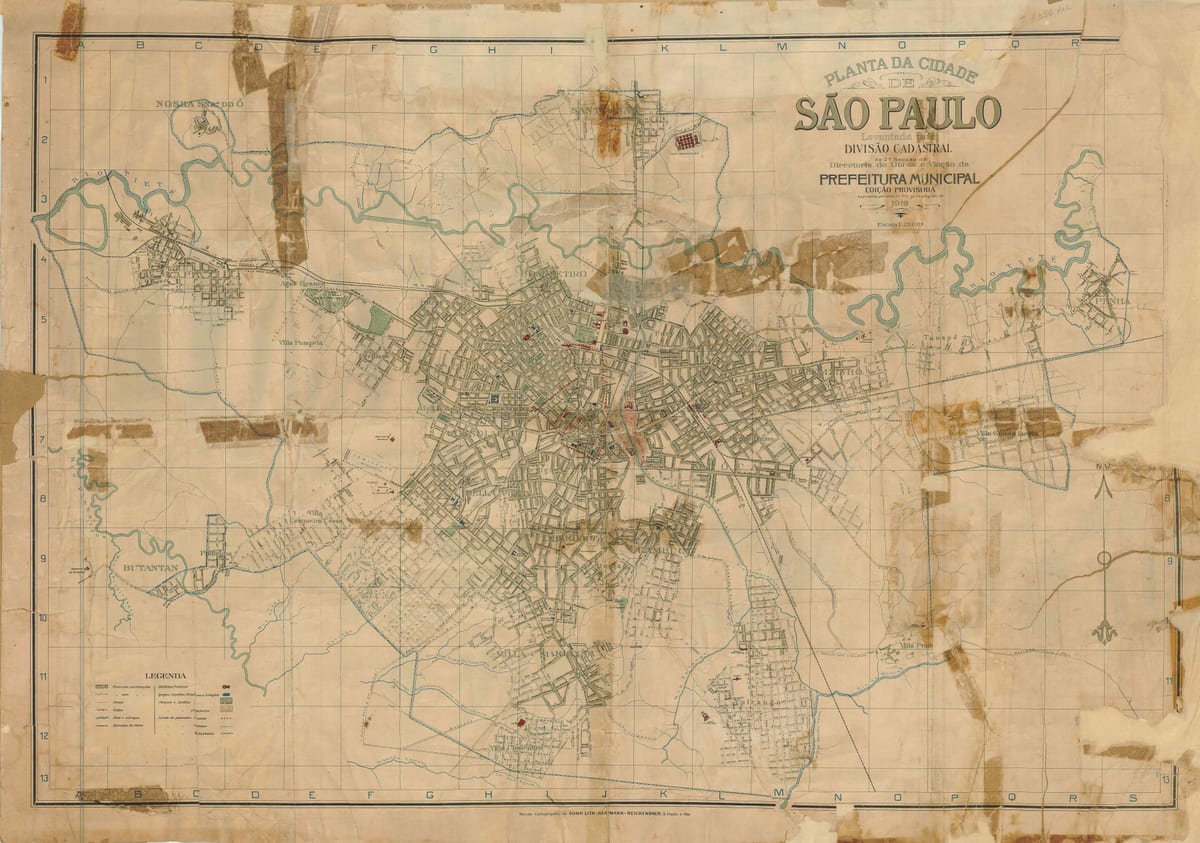 Kaart van die voormalige São Paulo - 1916