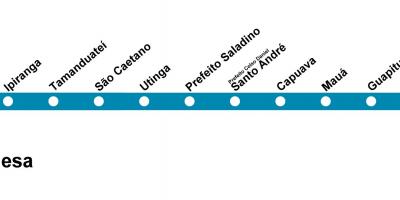 Kaart van CPTM São Paulo - Reël 10 - Turkoois
