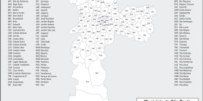 Kaart van die distrikte São Paulo