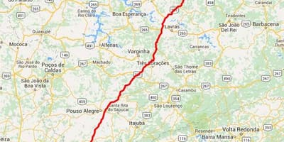 Kaart van Fernão Dias snelweg - BR 381