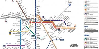 Kaart van die metropolitaanse vervoer van São Paulo