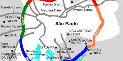Kaart van Mário Covas snelweg - SP 21