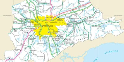 Kaart van paaie buitewyke van São Paulo