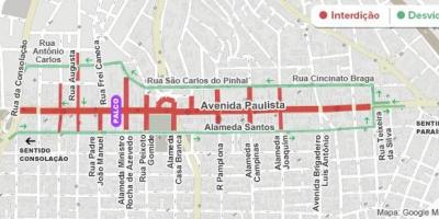 Kaart van Paulista laan São Paulo