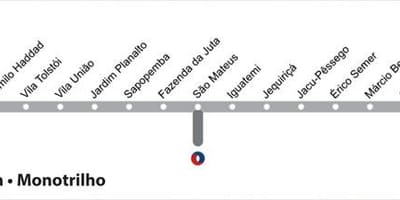 Kaart van São Paulo monorail - Line 15 - Silwer