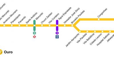 Kaart van São Paulo monorail - Line 17 - Goud