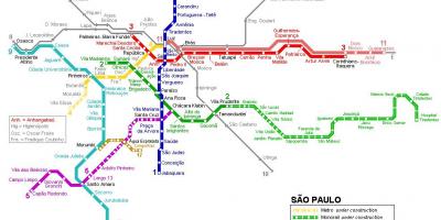 Kaart van São Paulo monorail