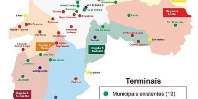 Kaart van die terminale bus van São Paulo